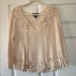 Raquel Allegra Cream Crochet Lace Blouse